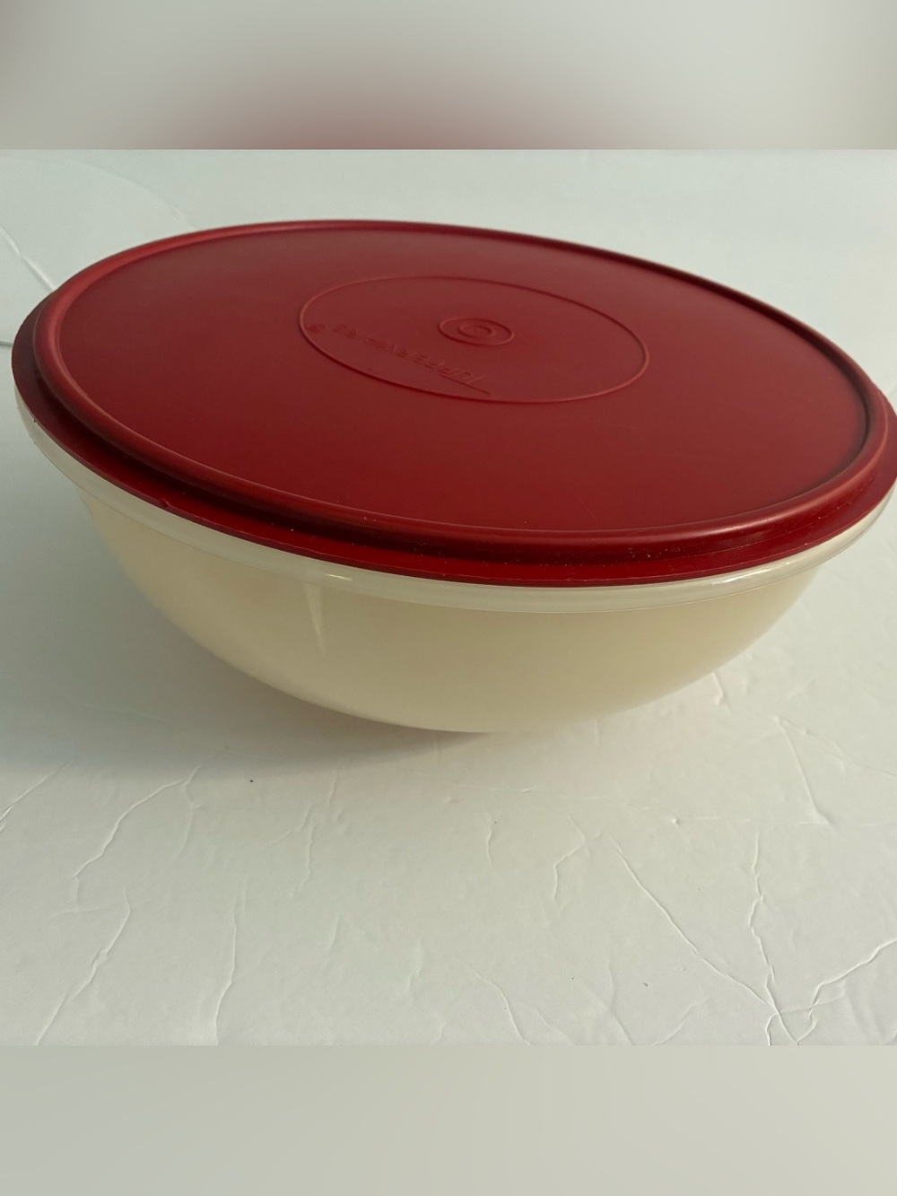 Vintage Tupperware #274 Fix N Mix Sheer (26 Cup) Mixing Bowl w/ #224 RED Lid